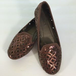 Luo Luo Brown Sequenced Flat Loafers Size 8 1/2 M